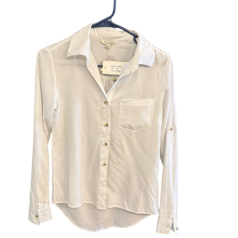 Sim & Sam White Button Down Collared Shirt(NWT)